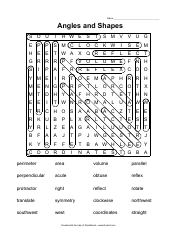 Angles and Shapes Crossword Puzzle Template With Answers, Angles and Shapes Word Search Puzzle Template With Answers, Page 4