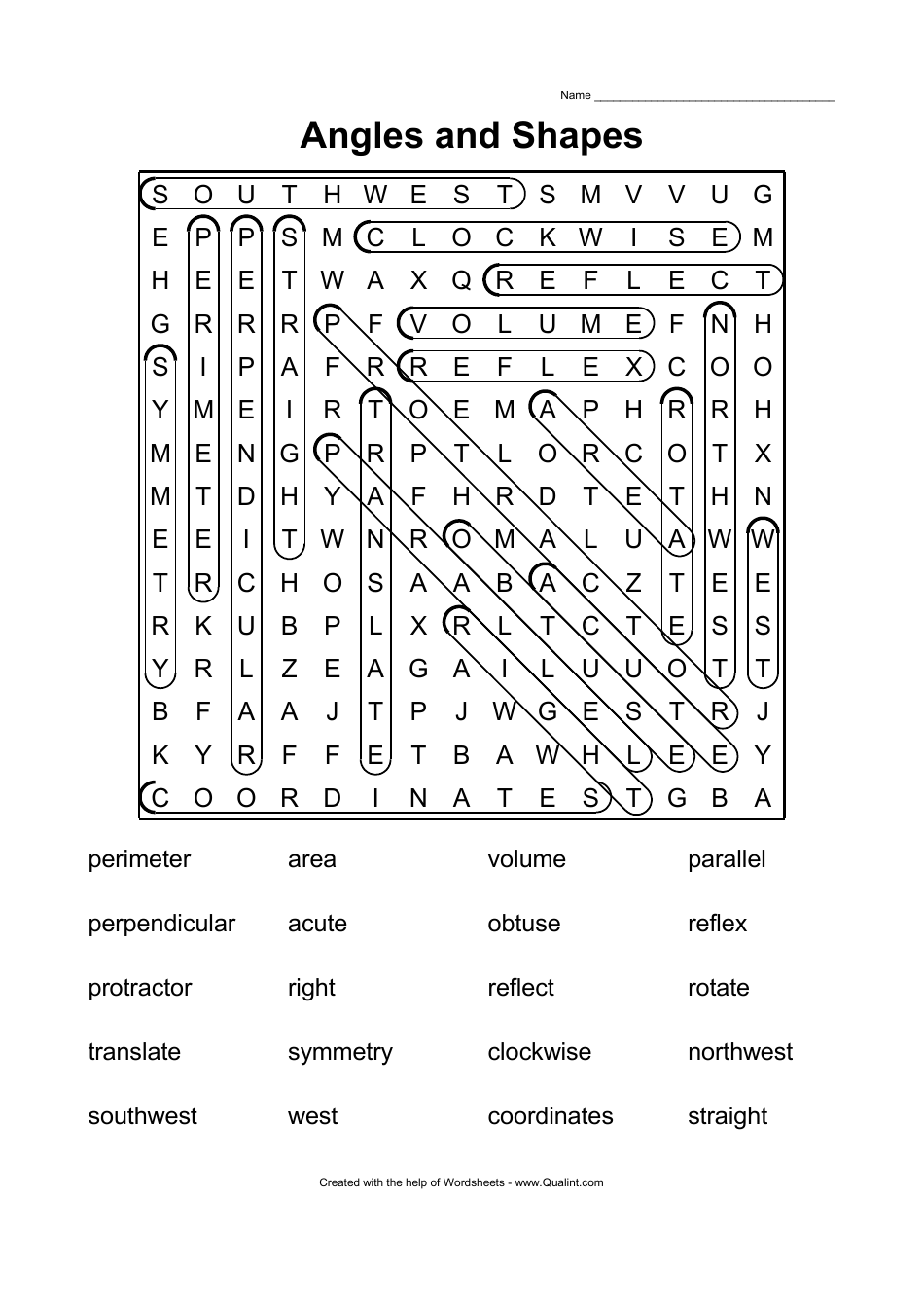 Angles and Shapes Crossword Puzzle Template With Answers, Page 4