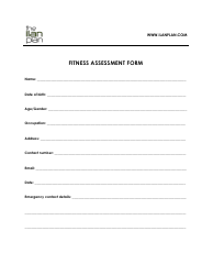 Document preview: Fitness Assessment Form - the Ilan Plan