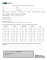 Document preview: Fitness Assessment & Body Fat Test Request Form - Campus Recreation