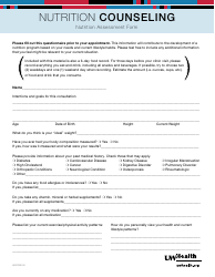 Document preview: Nutrition Assessment Form - Uw Health