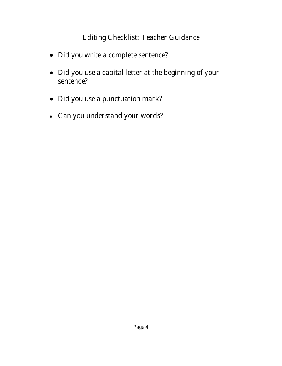 Kindergarten Writing Assessment Form, Page 4