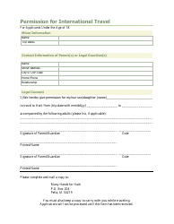 Document preview: Permission Form for International Travel - Pella, Iowa