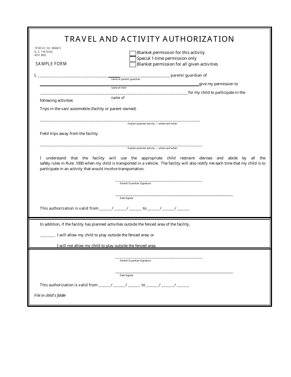 Travel and Activity Authorization Form, Page 1