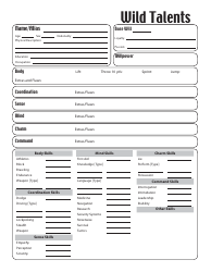 Document preview: Wild Talents Character Sheet