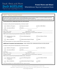Fraud, Waste and Abuse Whistleblower Reprisal Complaint Form - Fraud, Waste and Abuse DoD Hotline, Page 3