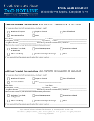 Fraud, Waste and Abuse Whistleblower Reprisal Complaint Form - Fraud, Waste and Abuse DoD Hotline, Page 4