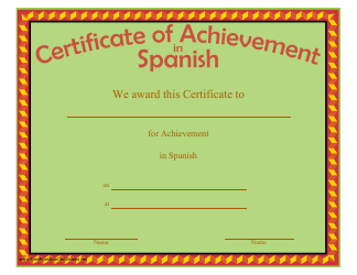 &quot;Certificate of Achievement in Spanish Template&quot;