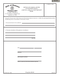 Document preview: Form SS-4491 Notice of Cancellation of Reservation of Limited Liability Partnership Name - Tennessee