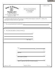 Document preview: Form SS-4495 Notice of Transfer of Reserved LLP Name - Tennessee
