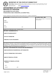 Form CXM-1-1.0 Appointment of Attorney for Service of Process Amusements/Circuses, Fireworks and Vendors (Cigarettes) - Connecticut