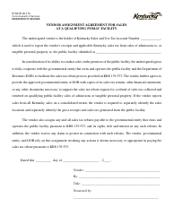 Document preview: Form 51A402 Vendor Assignment Agreement for Sales at a Qualifying Public Facility - Kentucky