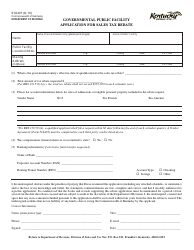 Document preview: Form 51A401 Governmental Public Facility Application for Sales Tax Rebate - Kentucky
