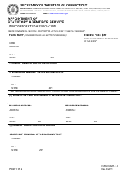 Form CXM-1-1.0 Appointment of Statutory Agent for Service Unincorporated Association - Connecticut