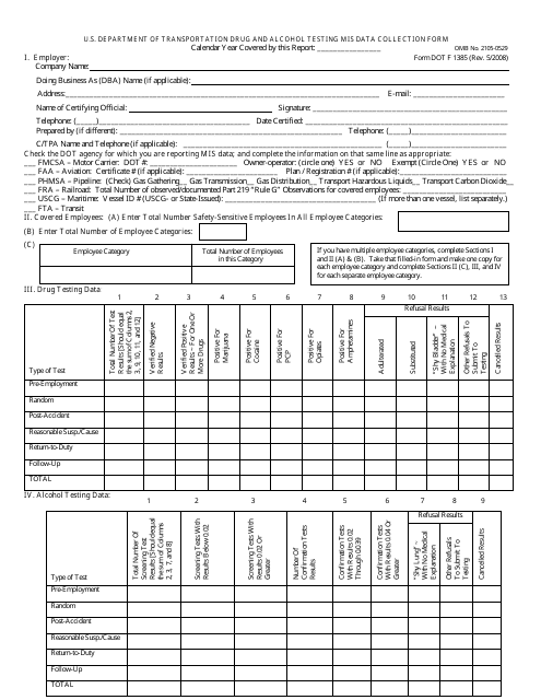 Form DOT F1385  Printable Pdf