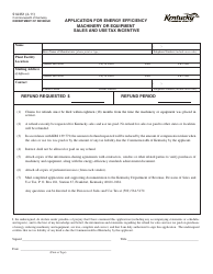 Document preview: Form 51A351 Application for Energy Efficiency Machinery or Equipment Sales and Use Tax Incentive - Kentucky