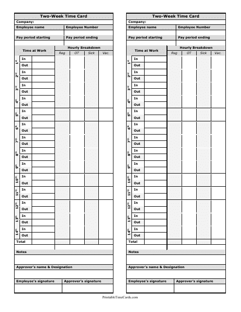 Weekly Time Card Template Free