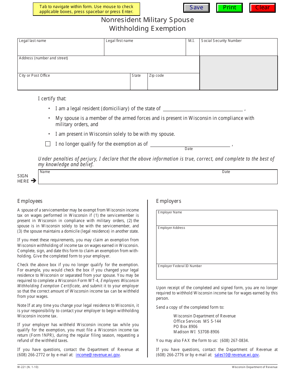 Form W 221 Download Fillable PDF Or Fill Online Nonresident Military Form w 221 download fillable pdf or fill online nonresident military