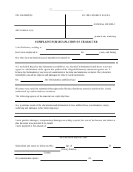 Document preview: Complaint for Defamation of Character