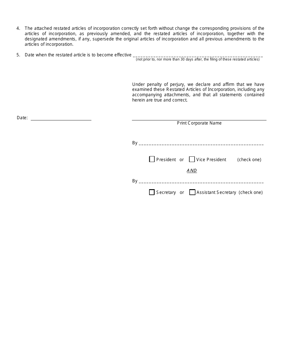 Form 202 Restated Articles of Incorporation for a Non-profit Corporation - Rhode Island, Page 3