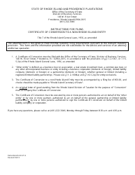 Document preview: Form 611A Certificate of Conversion to a Non-rhode Island Entity - Rhode Island