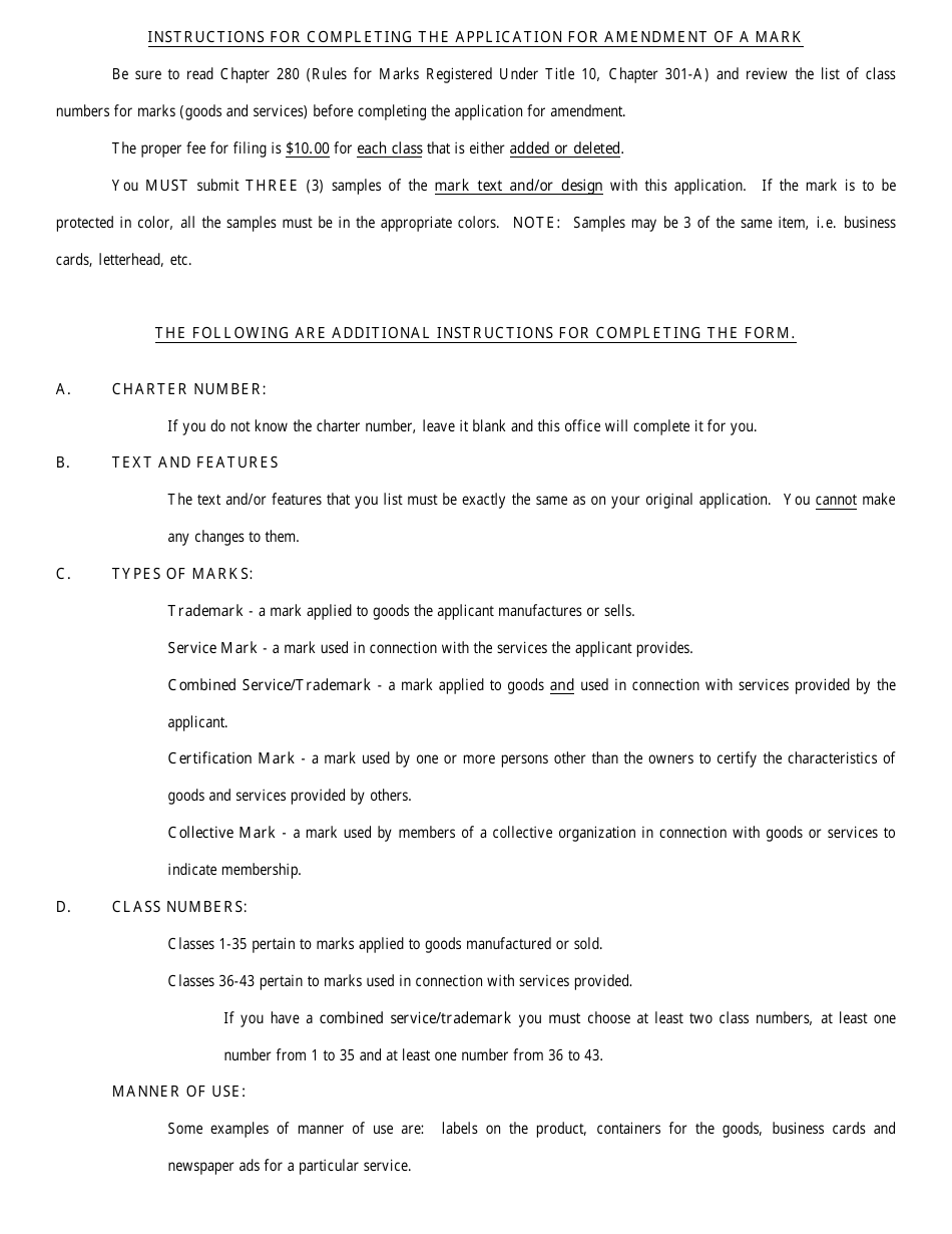 Form MARK-3 Application for Amendment - Maine, Page 4