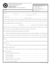 Document preview: Form MODES-4252 Surety Bond (Financial Guarantee for Payment of Contributions) - Missouri