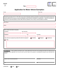 Document preview: Form AV-10v Application for Motor Vehicle Exemption - North Carolina