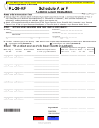 Form RL-26-AF Schedule A, F Alcoholic Liquor Transactions - Illinois