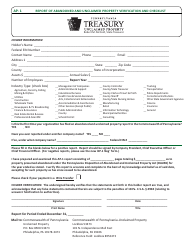 Form AP-1 &quot;Report of Abandoned and Unclaimed Property - Verification and Checklist&quot; - Pennsylvania