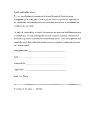 &quot;Goal Tracking Worksheet Template&quot;