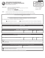 State Form 38784 (Corporate Form 112) Application for Certificate of Authority of a Foreign Corporation - Indiana