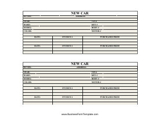 Document preview: New Car Inventory Card Template