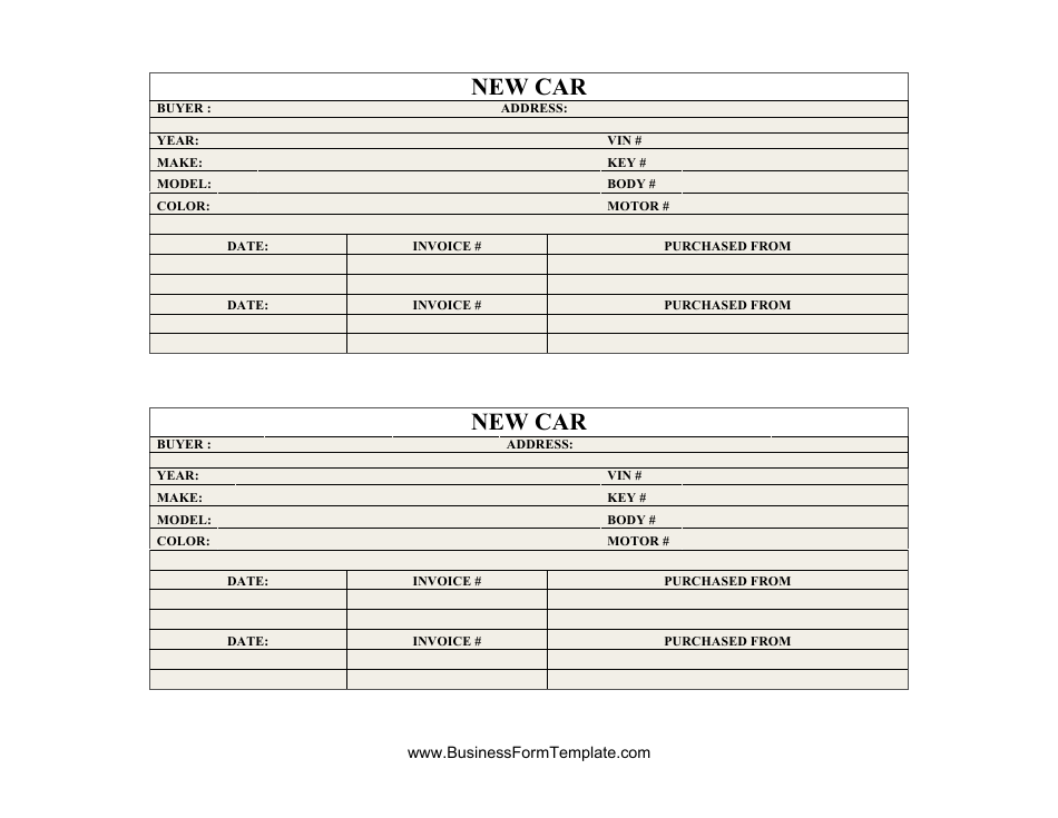 New Car Inventory Card Template Download Printable PDF Templateroller