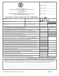 Form IN-0581 &quot;Statement of Premiums and Fees for Taxation - Life and Accident and Health Companies&quot; - Tennessee