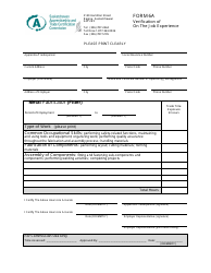 &quot;Verification of on the Job Experience Form - Saskatchewan Apprenticeship and Trade Certification Commission&quot; - Saskatchewan, Canada