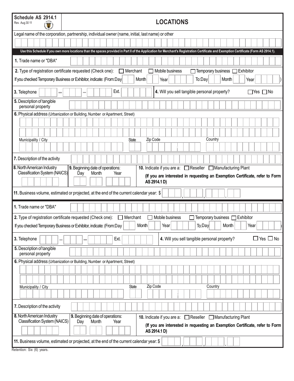Form AS-2914.1 Application for Merchants Registration Certificate - Puerto Rico, Page 3