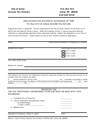 Document preview: Application for Automatic Extension of Time to File City of Ionia Income Tax Return - City of Ionia, Michigan