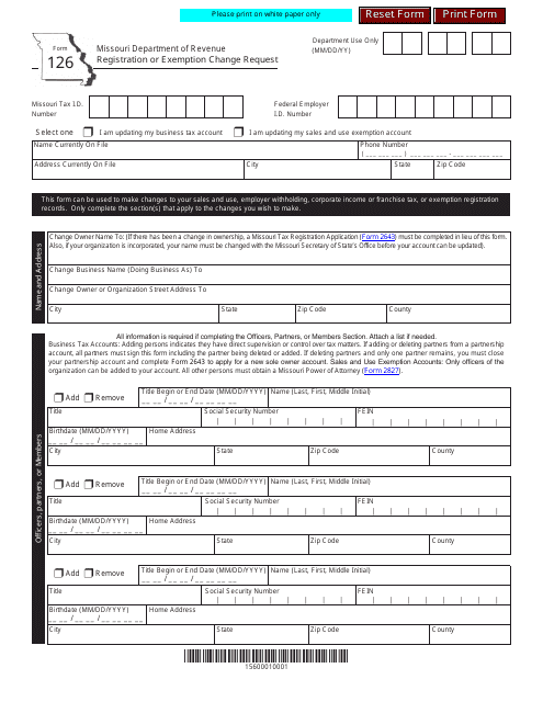 Form 126  Printable Pdf