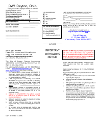Form DW1 Employer's Return of Employee Income Tax Withheld - City of Dayton, Ohio