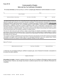 Document preview: Form ST-15 Sales and Use Tax Certificate of Exemption - Virginia