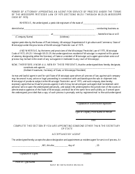 Document preview: Power of Attorney for Pesticide Registration Form - Mississippi