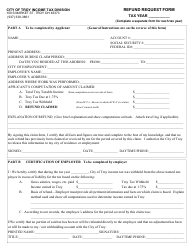 Document preview: Refund Request Form - City of Troy, Ohio