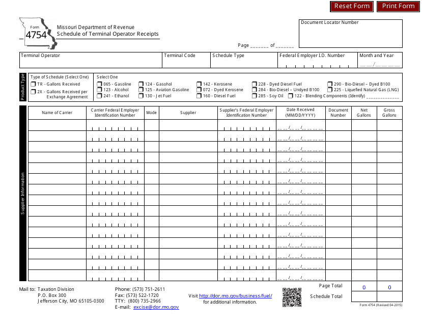 Form 4754  Printable Pdf