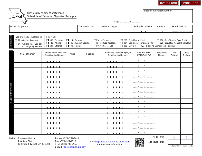 Form 4754 - Fill Out, Sign Online and Download Fillable PDF, Missouri | Templateroller