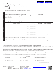 Document preview: Form 4760 Supplier Notification of Uncollectible Tax - Missouri