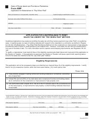 Document preview: Form AMP Application for a Materialman to Remit Sales Tax Under the "pay When Paid" Method - Rhode Island