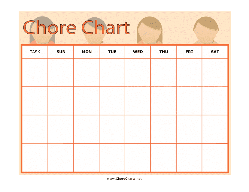 &quot;Weekly Chore Chart Template&quot; Download Pdf