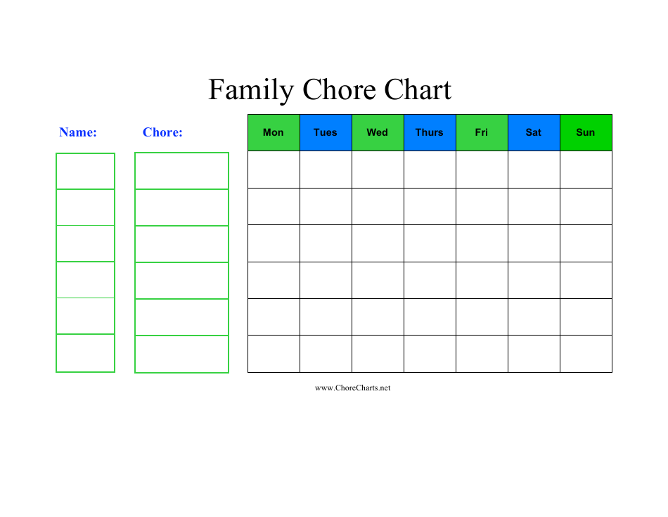 Weekly Family Chore Chart Template Download Printable PDF Templateroller