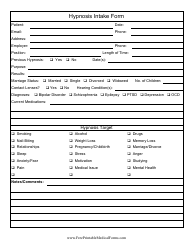 Document preview: Hypnosis Intake Form